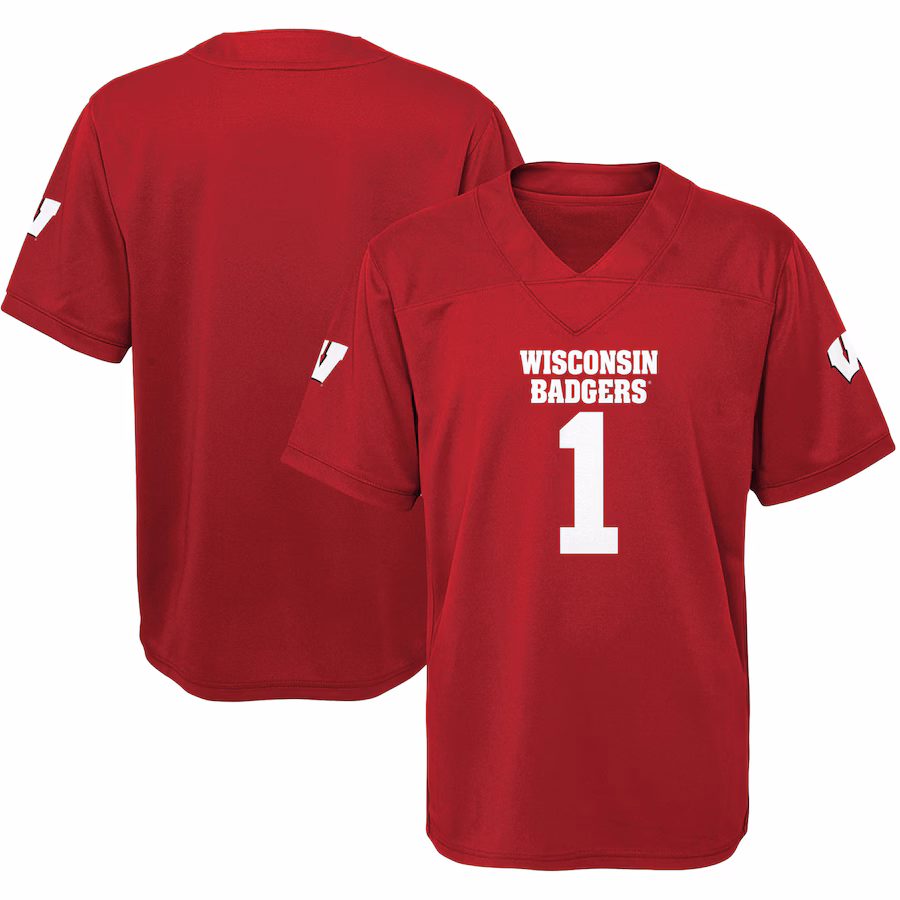 #1 Wisconsin Badgers Youth Jersey - Red - Puhuasuan