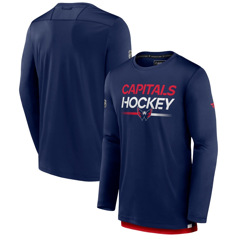 Men's Washington Capitals Fanatics Navy Authentic Pro Long Sleeve T-Shirt - Puhuasuan