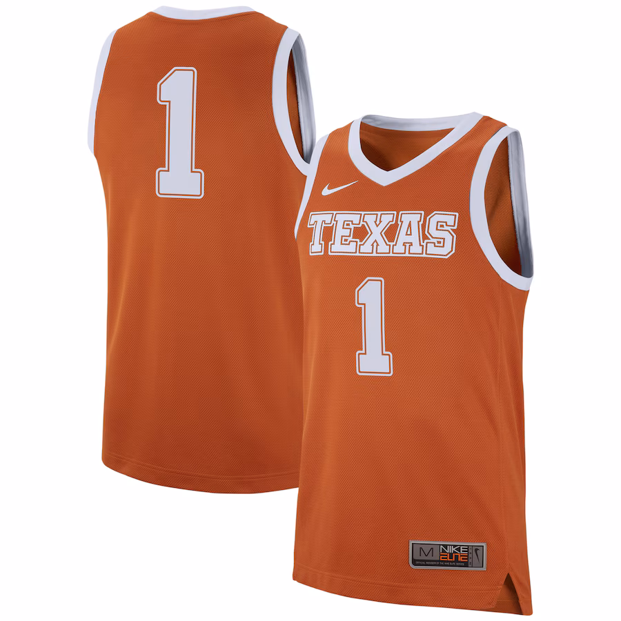 Men's Nike #1 Burnt Orange Texas Longhorns Replica Jersey - Puhuasuan