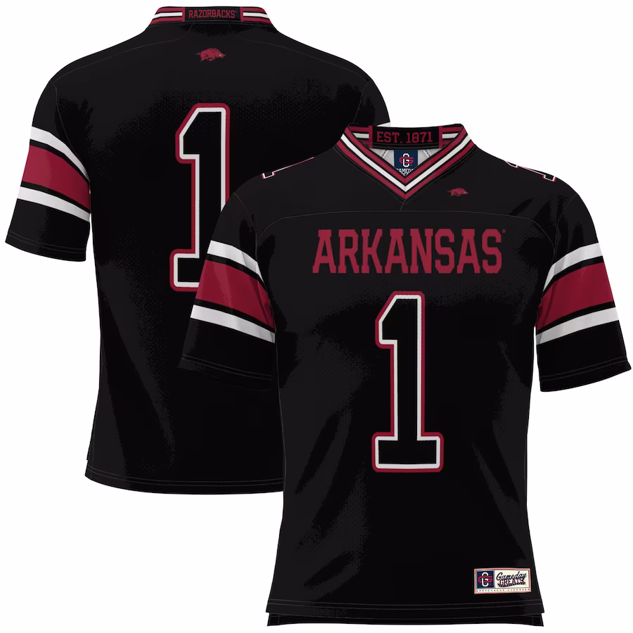 #1 Arkansas Razorbacks GameDay Greats Football Jersey - Black - Puhuasuan