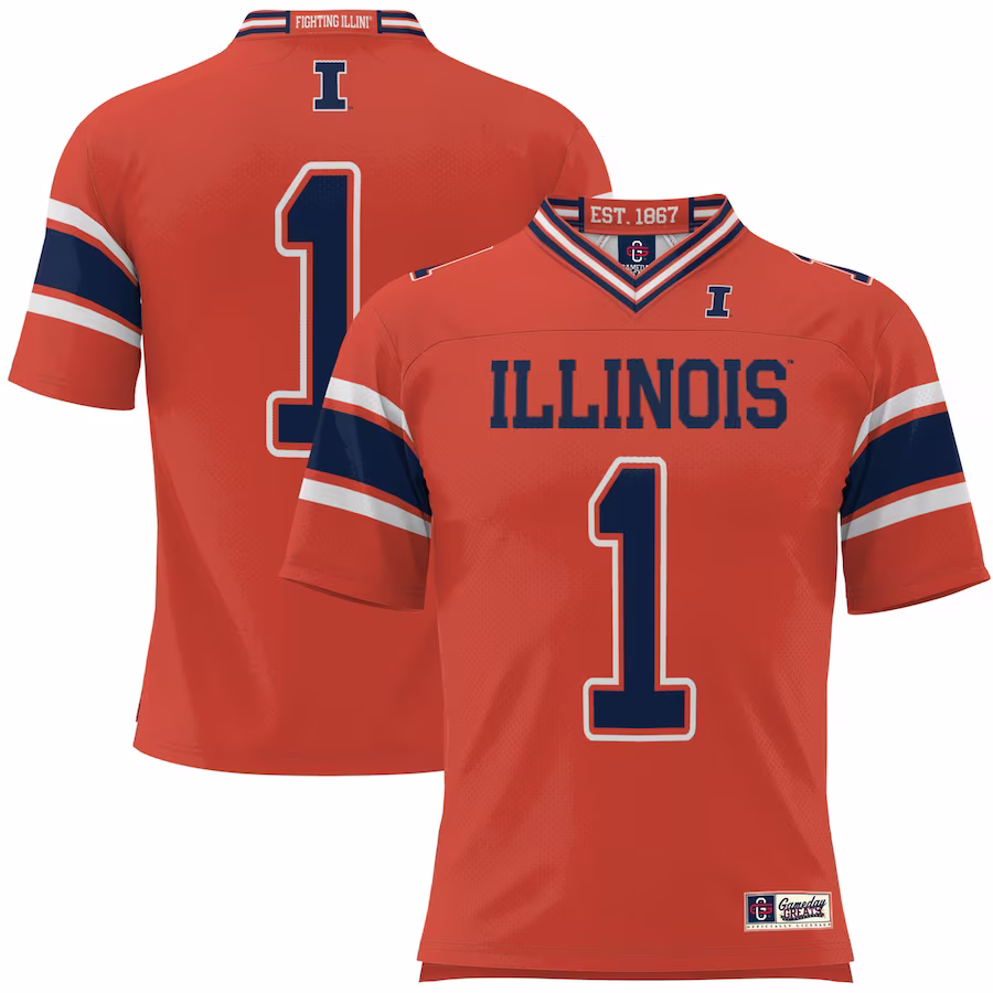 #1 Illinois Fighting Illini GameDay Greats Youth Football Jersey - Orange - Puhuasuan