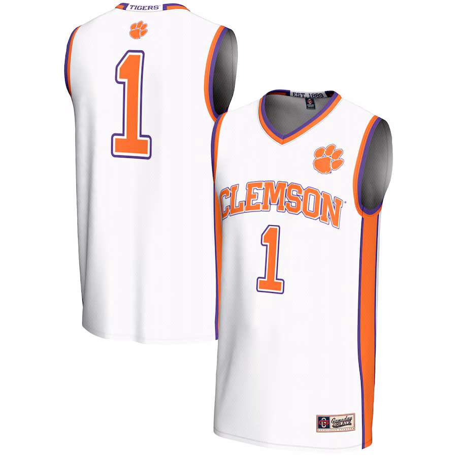 Men's GameDay Greats #1  White Clemson Tigers  Lightweight Basketball Jersey - Puhuasuan