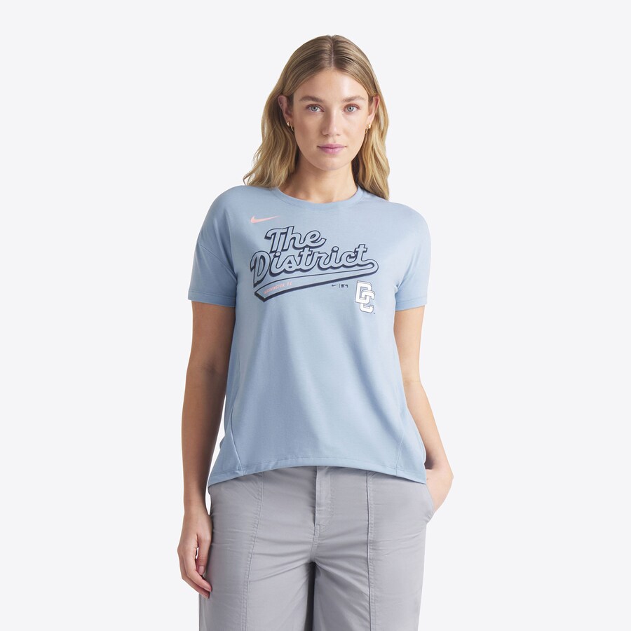 Women's Washington Nationals Nike Blue 2025 City Connect Flowy Fashion Tri-Blend Performance T-Shirt - Puhuasuan