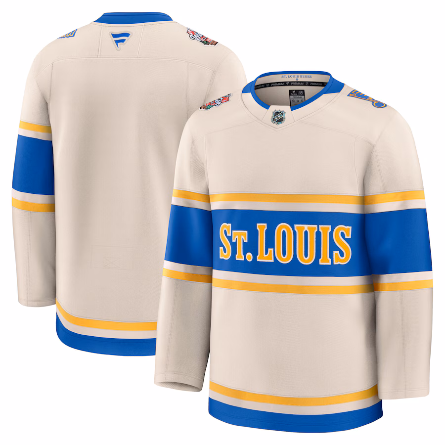 Men's St. Louis Blues Fanatics Cream 2025 NHL Winter Classic Premium Jersey - Puhuasuan