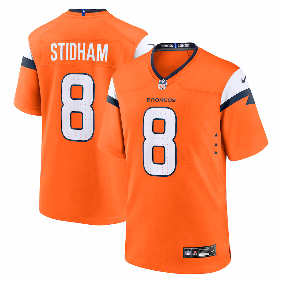 Men's Denver Broncos Jarrett Stidham Nike Orange Team Game Jersey - Puhuasuan