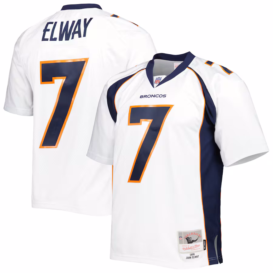 Men's Denver Broncos John Elway Mitchell & Ness White 1998 Legacy Replica Jersey - Puhuasuan
