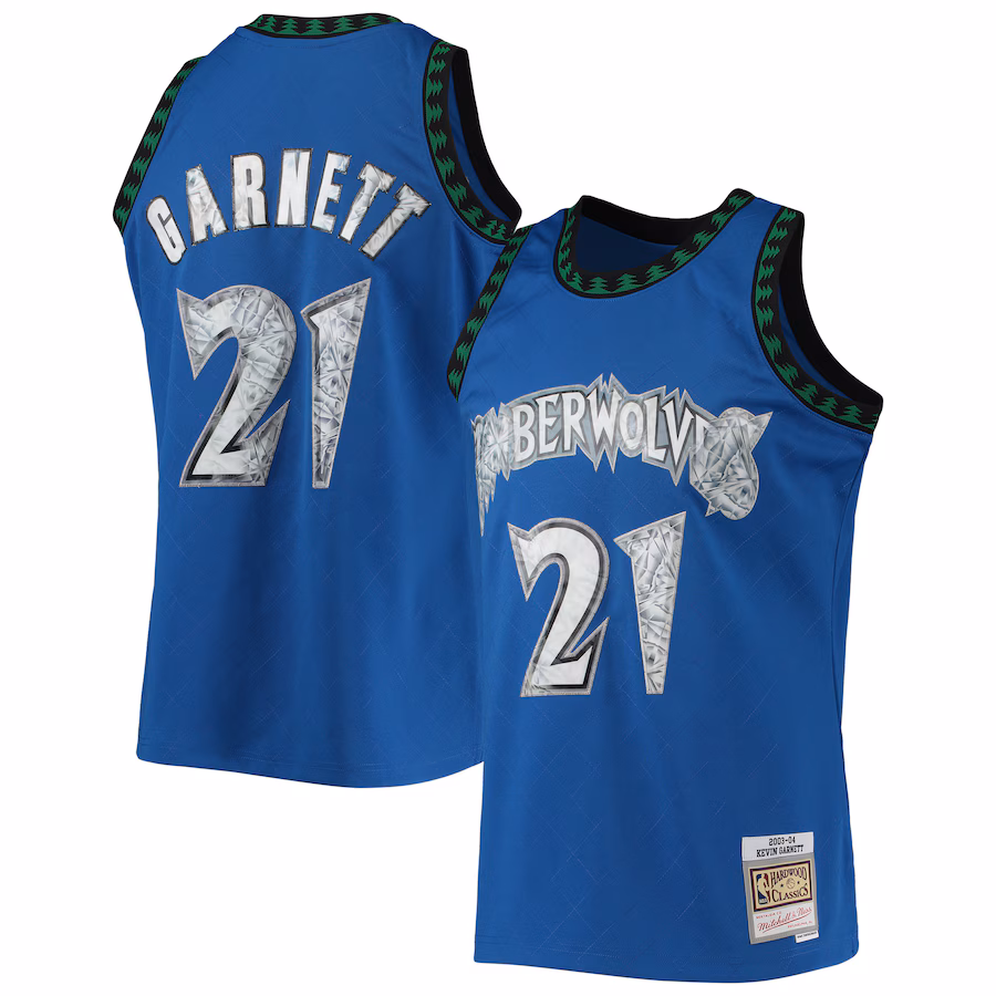 Men's Minnesota Timberwolves Kevin Garnett Mitchell & Ness Blue 2003/04 Hardwood Classics NBA 75th Anniversary Diamond Swingman Jersey - Puhuasuan