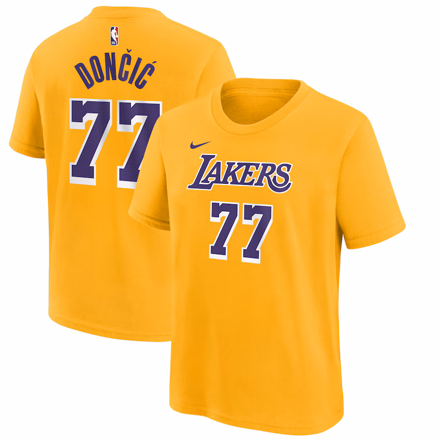 Youth Los Angeles Lakers Luka Don?i? Nike Gold Player Name & Number T-Shirt - Puhuasuan