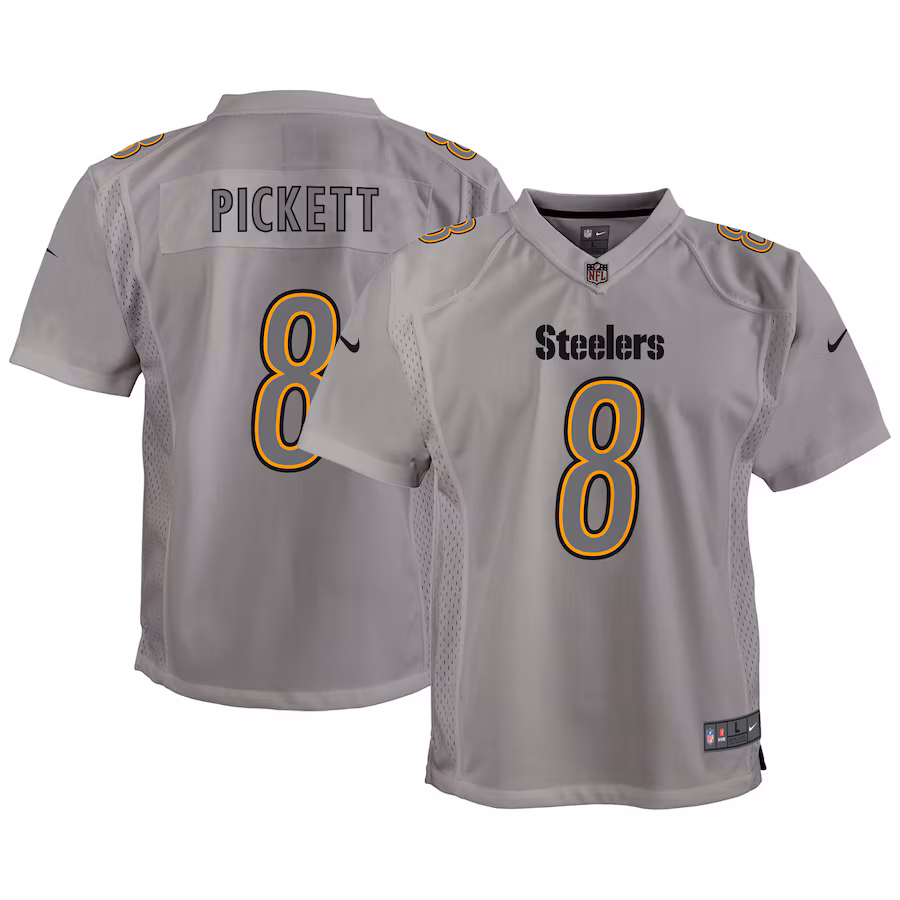 Youth Pittsburgh Steelers Kenny Pickett Nike Gray Atmosphere Game Jersey - Puhuasuan