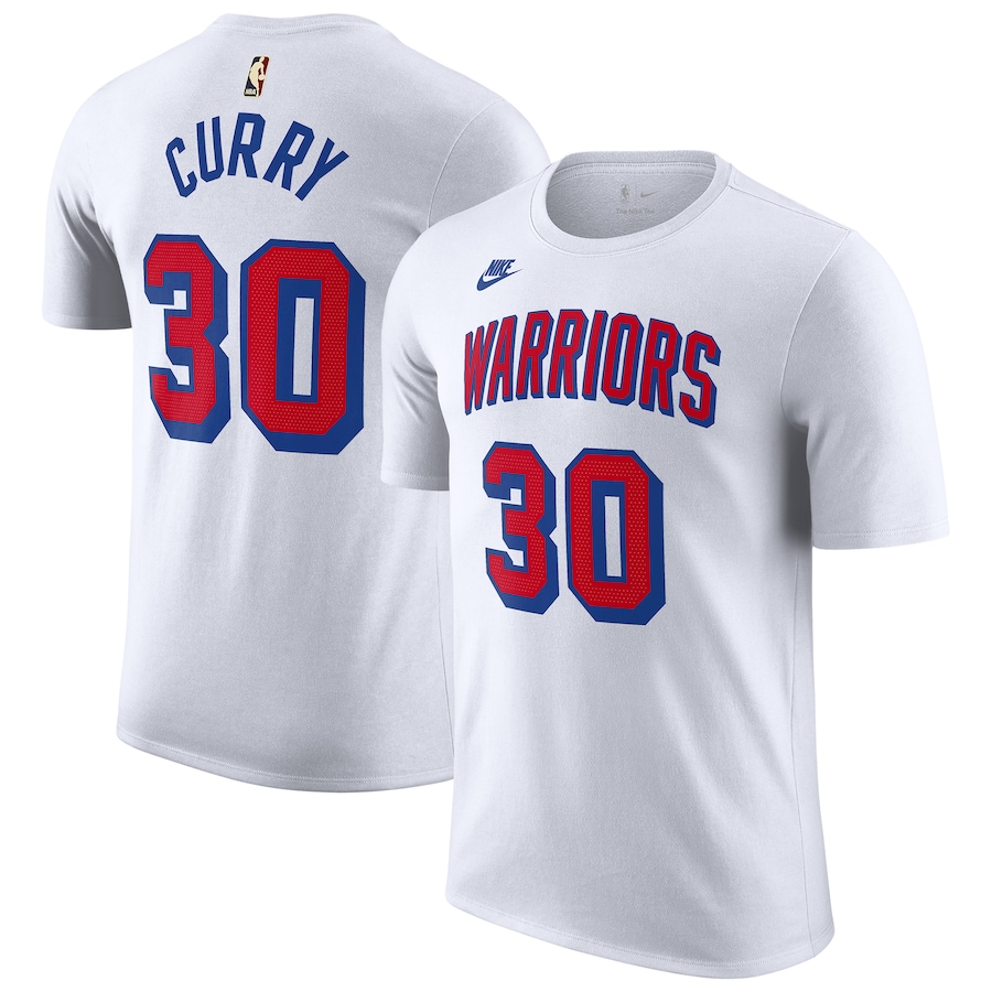 Men's Golden State Warriors Stephen Curry Nike White Classic Edition Name & Number T-Shirt - Puhuasuan