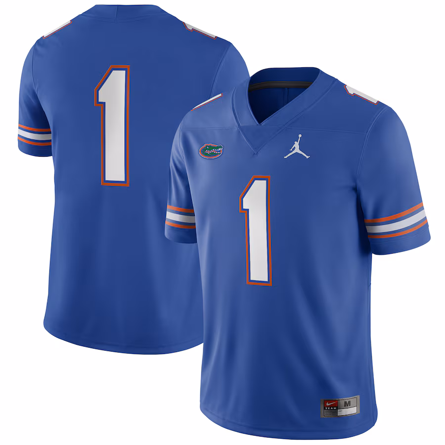 Men's Jordan Brand #1 Royal Florida Gators Game Jersey - Puhuasuan