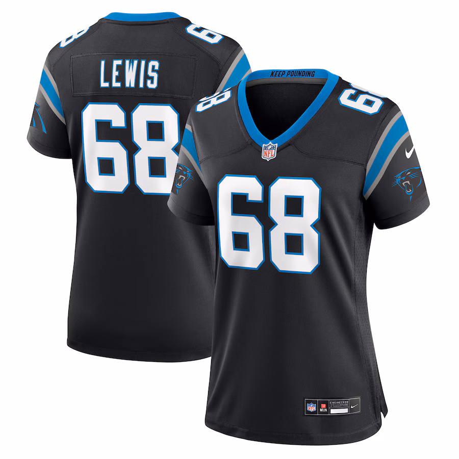 Women's Carolina Panthers Damien Lewis Nike Black Game Jersey - Puhuasuan