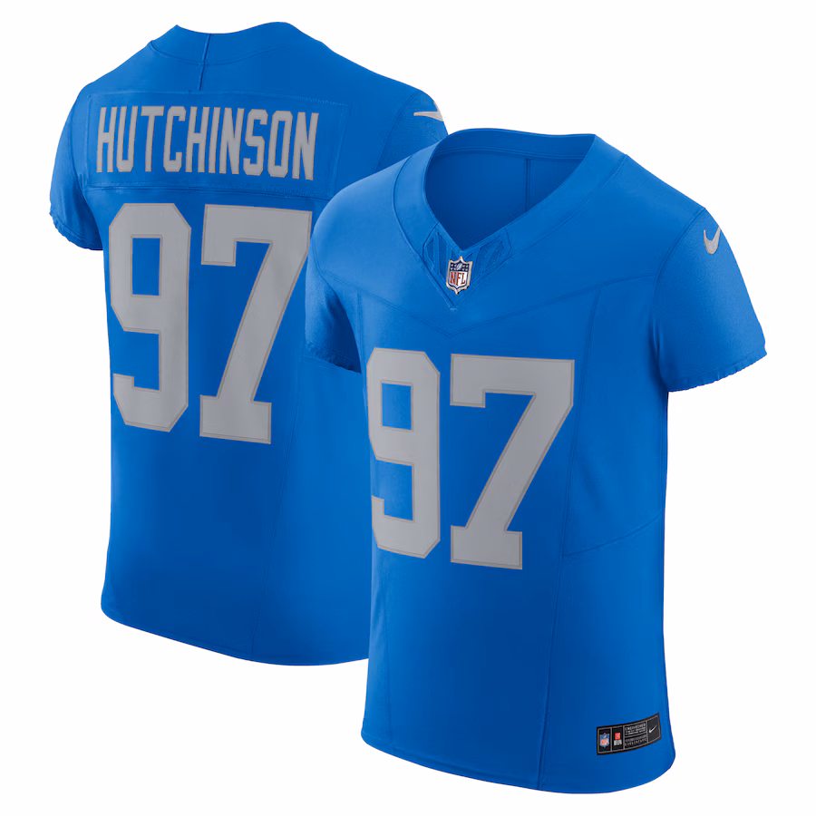 Men's Detroit Lions Aidan Hutchinson Nike Blue Alternate Vapor F.U.S.E. Elite Jersey - Puhuasuan