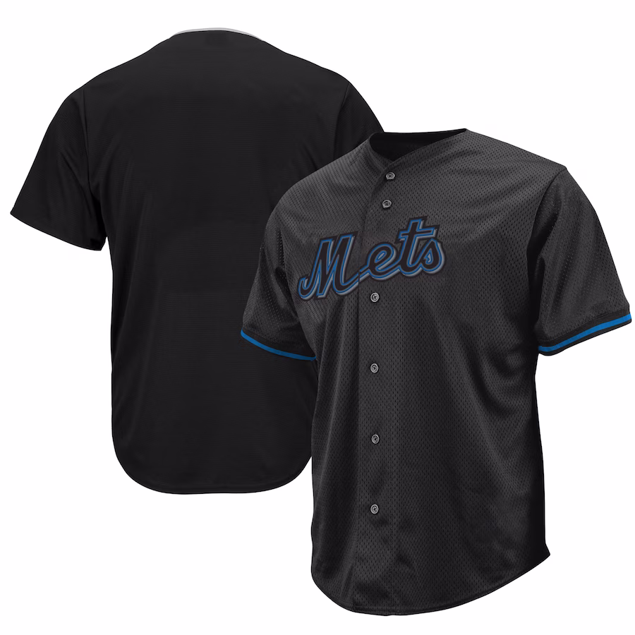 Men's New York Mets Black Big & Tall Pop Fashion Jersey - Puhuasuan