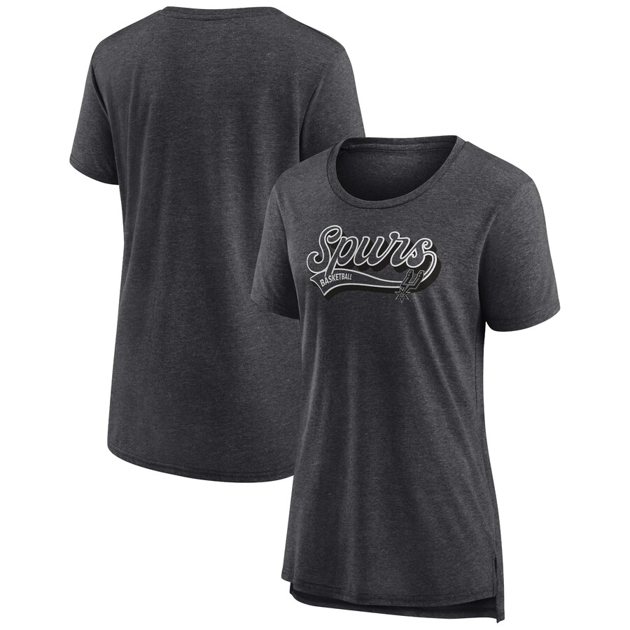 Women's San Antonio Spurs Fanatics Heather Charcoal League Leader Tri-Blend T-Shirt - Puhuasuan