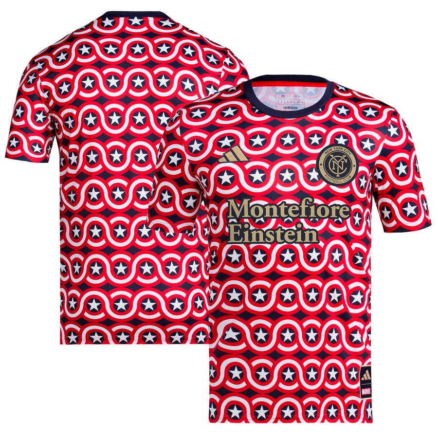 Men's New York City FC  adidas Red 2023 Americana x Captain America Pre-Match Top - Puhuasuan