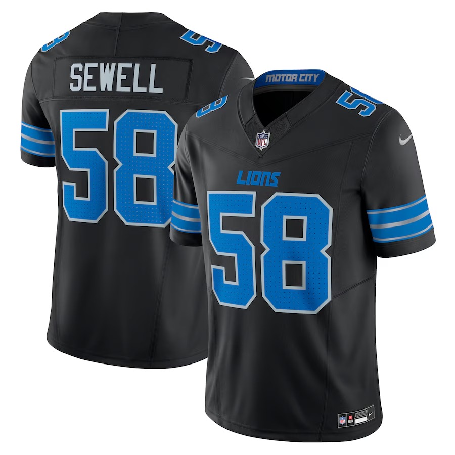 Men's Detroit Lions Penei Sewell Nike Black Vapor F.U.S.E. Alternate Limited Jersey - Puhuasuan