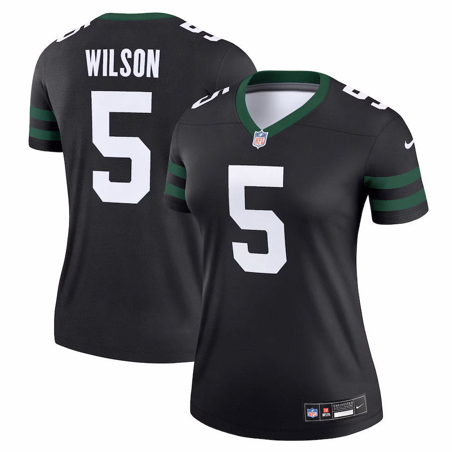 Women's New York Jets Garrett Wilson Nike Legacy Black Alternate Legend Player Performance Top - Puhuasuan