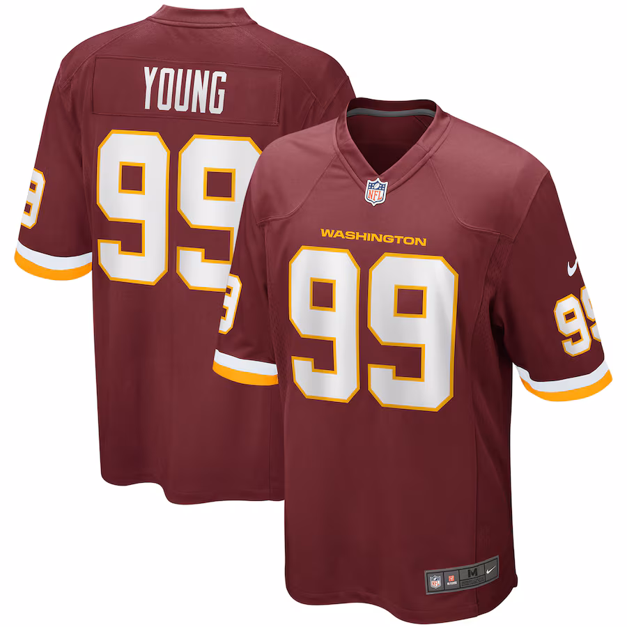 Men's Washington Football Team Chase Young Nike Burgundy Player Game Jersey - Puhuasuan