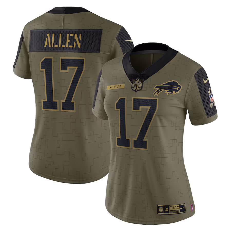 Women's Buffalo Bills Josh Allen Nike Olive 2021 Salute To Service Limited Player Jersey - Puhuasuan