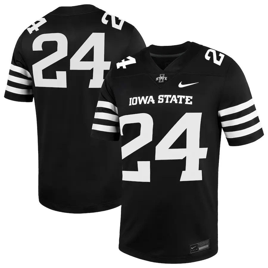 Men's Nike #24 Black Iowa State Cyclones  Alternate Game Jersey - Puhuasuan