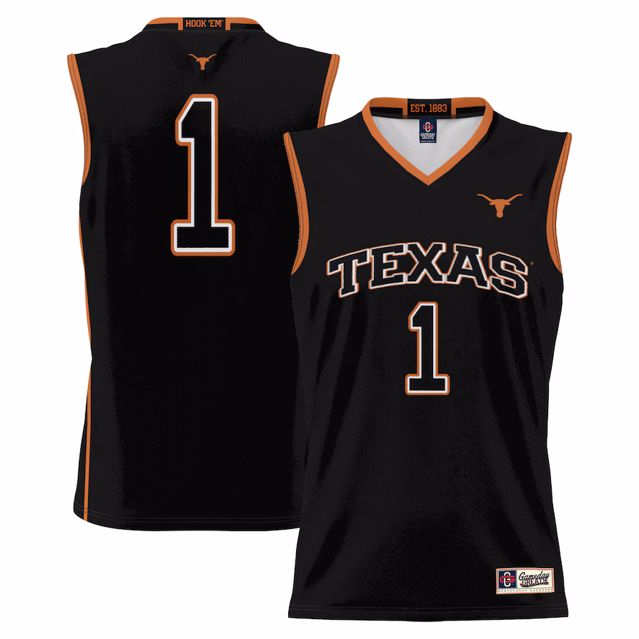 Youth GameDay Greats  Black #1 Texas Longhorns Lightweight Replica Basketball Jersey - Puhuasuan