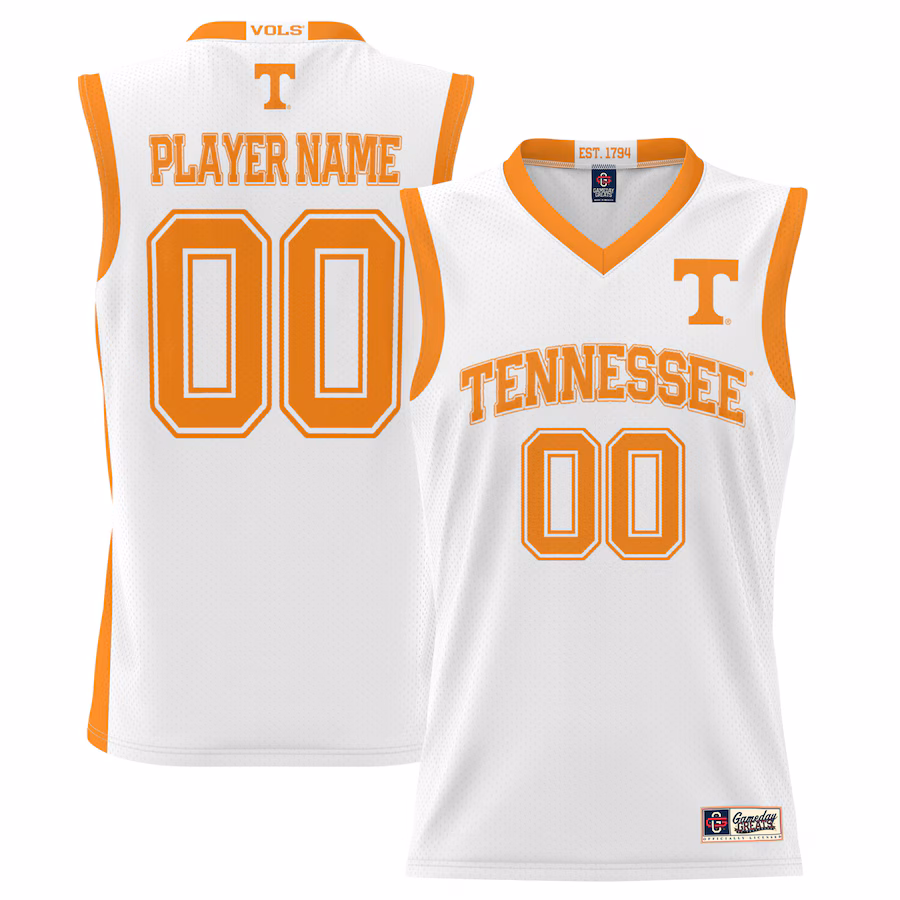 Tennessee Volunteers GameDay Greats Men's NIL Pick-A-Player Lightweight Basketball Jersey - White - Puhuasuan