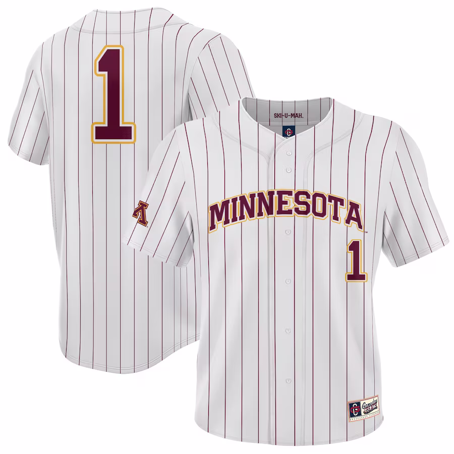 #1 Minnesota Golden Gophers GameDay Greats Youth Baseball Jersey Lightweight- White - Puhuasuan