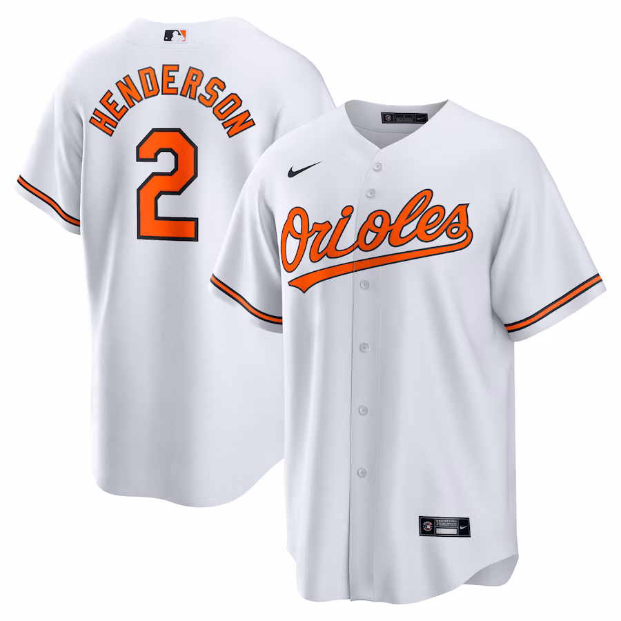 Men's Baltimore Orioles Gunnar Henderson Nike White Home Replica Player Jersey - Puhuasuan