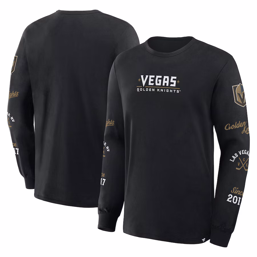 Men's Vegas Golden Knights Fanatics Black Boxed In Legacy Long Sleeve T-Shirt - Puhuasuan