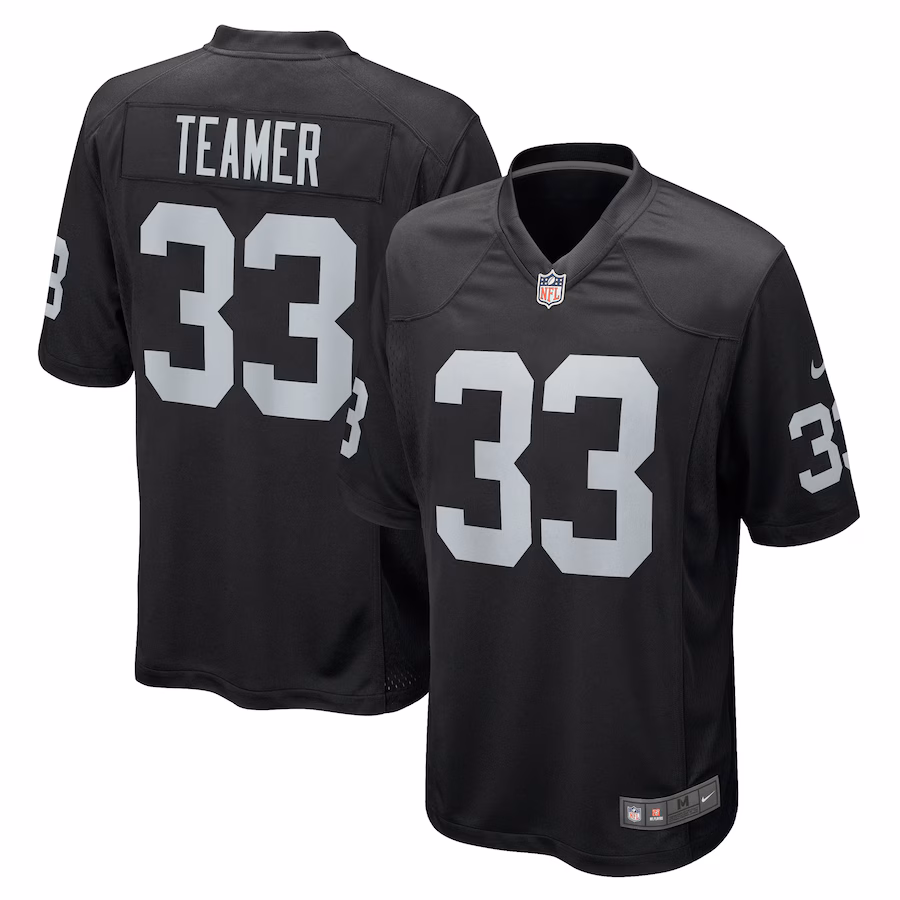 Men's Las Vegas Raiders Roderic Teamer Nike Black Game Jersey - Puhuasuan