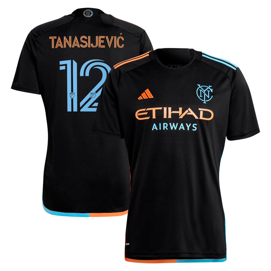 Men's New York City FC Strahinja Tanasijevic adidas Black 2024 24/7 Kit Replica Player Jersey - Puhuasuan