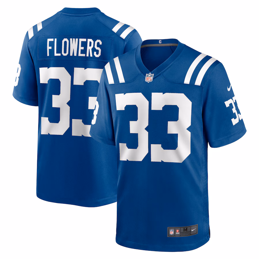 Men's Indianapolis Colts Dallis Flowers Nike Royal Game Player Jersey - Puhuasuan