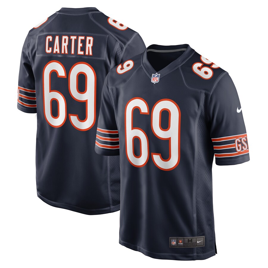 Men's Chicago Bears Ja'Tyre Carter Nike Navy Game Player Jersey - Puhuasuan