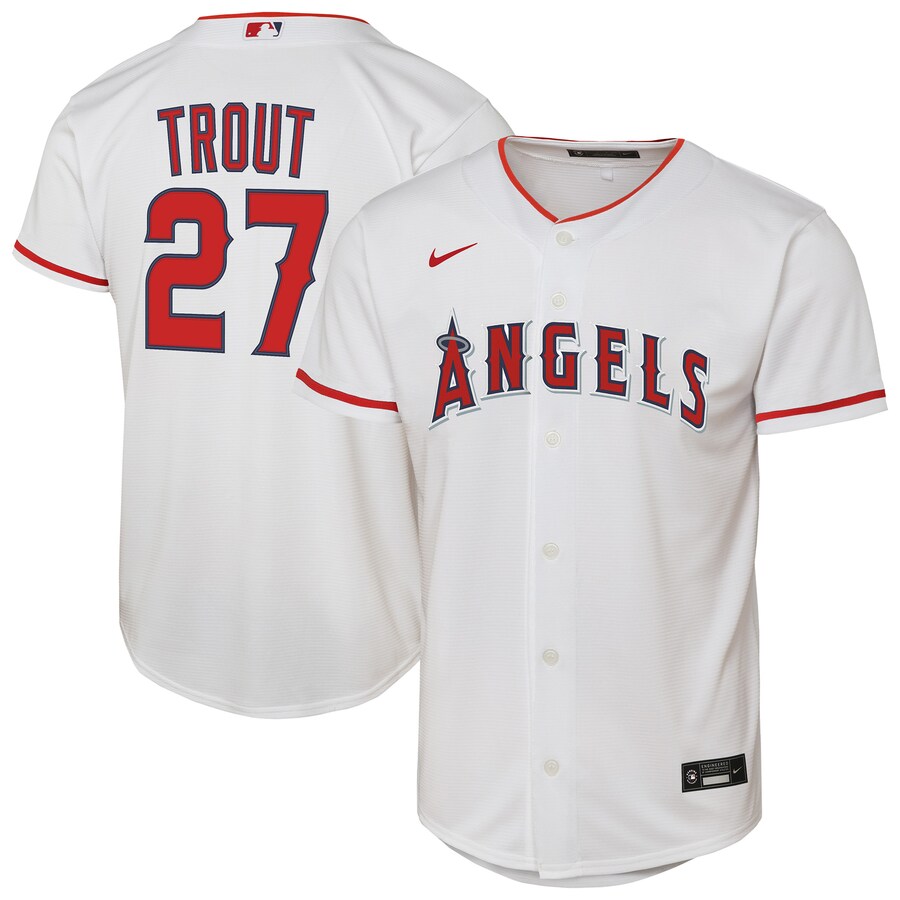 Youth Los Angeles Angels Mike Trout Nike White Home Replica Player Jersey - Puhuasuan