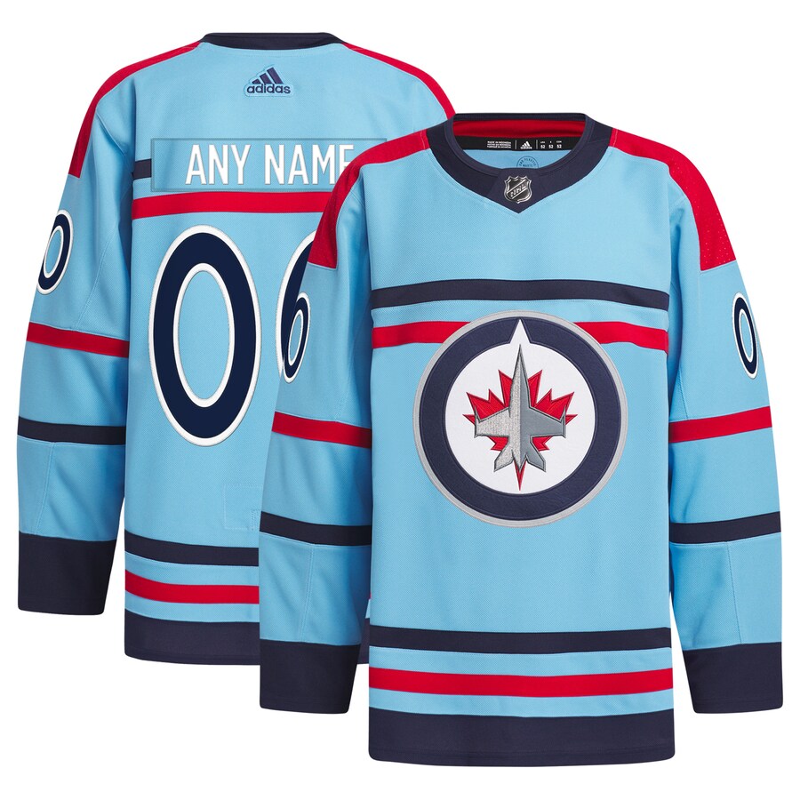 Men's Winnipeg Jets  adidas Light Blue Anniversary Primegreen Authentic Custom Jersey - Puhuasuan