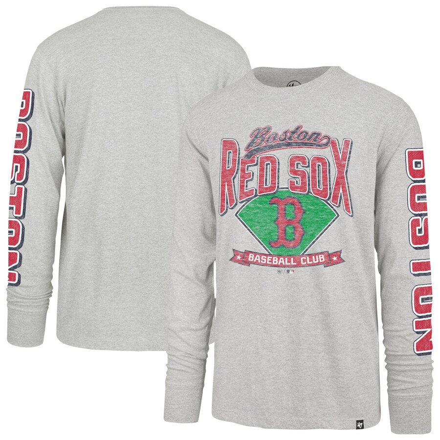 Men's Boston Red Sox '47 Gray Fair Ball Franklin Long Sleeve T-Shirt - Puhuasuan