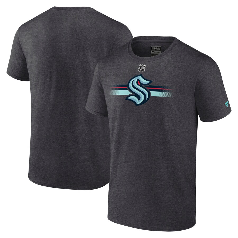Men's Seattle Kraken Fanatics Heather Charcoal Authentic Pro Secondary T-Shirt - Puhuasuan