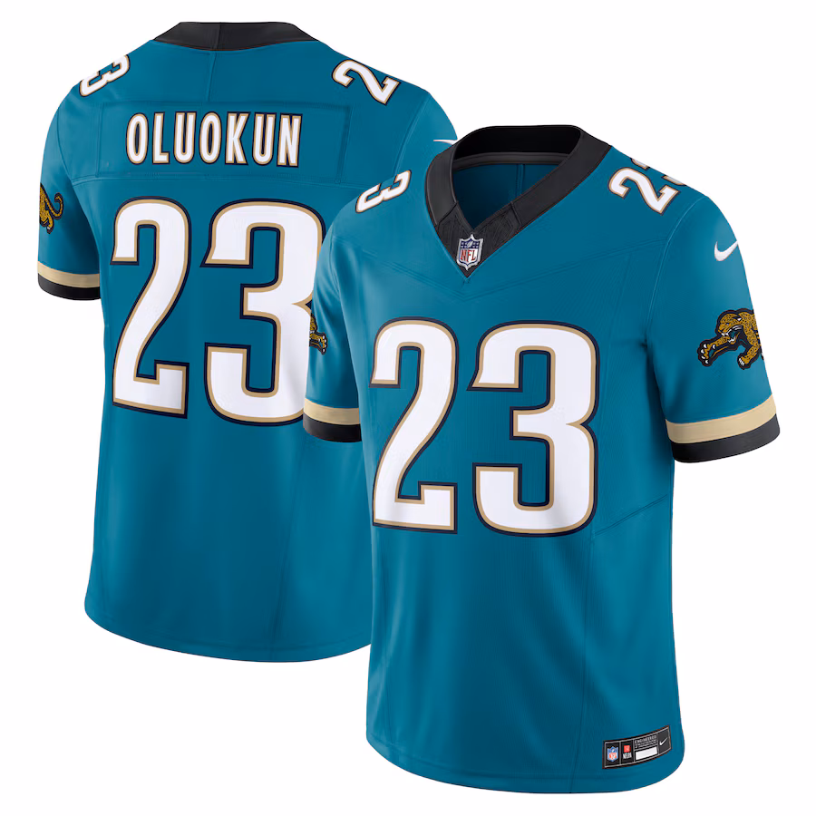 Men's Jacksonville Jaguars Foye Oluokun Nike Teal Prowler Throwback Vapor F.U.S.E. Limited Jersey - Puhuasuan