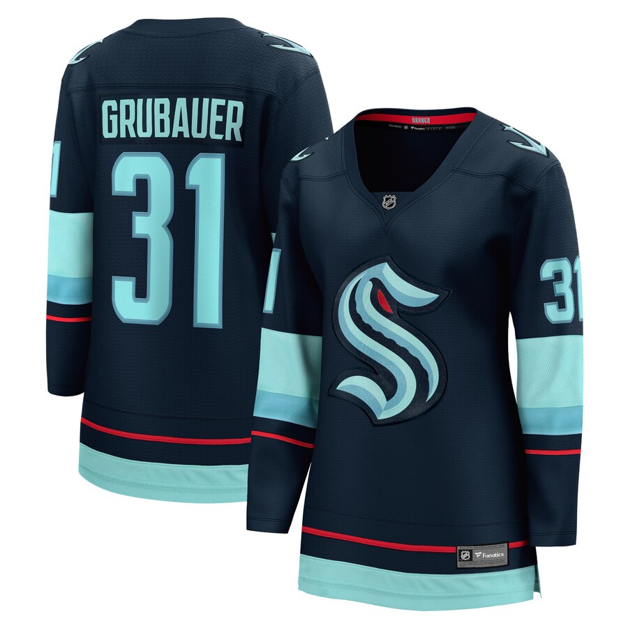 Women's Seattle Kraken Philipp Grubauer Fanatics Branded Navy Home Breakaway Player Jersey - Puhuasuan