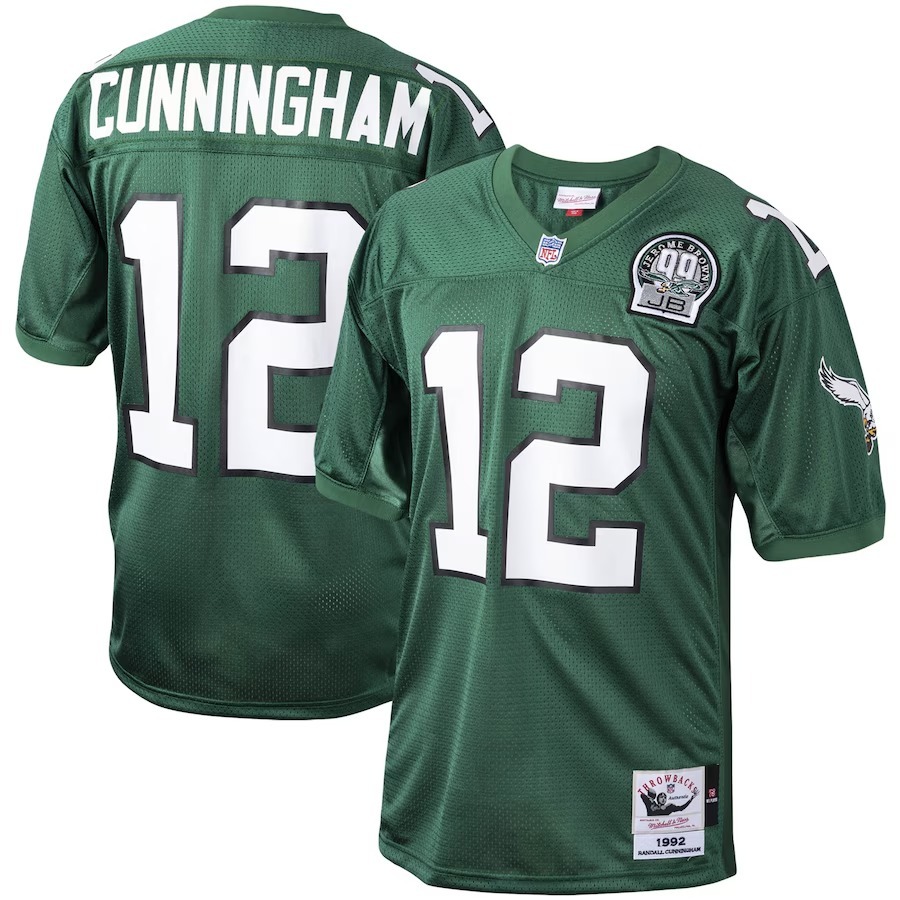 Men's Philadelphia Eagles 1992 Randall Cunningham Mitchell & Ness Green Authentic Throwback Retired Player Jersey - Puhuasuan