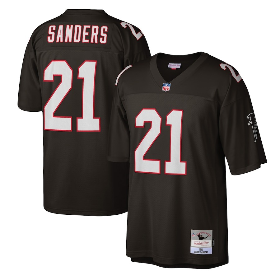 Men's Atlanta Falcons Deion Sanders Mitchell & Ness Black Legacy Replica Jersey - Puhuasuan