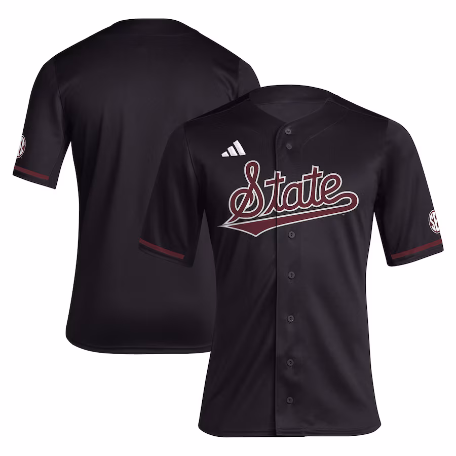 Men's adidas Black Mississippi State Bulldogs Replica Baseball Jersey - Puhuasuan