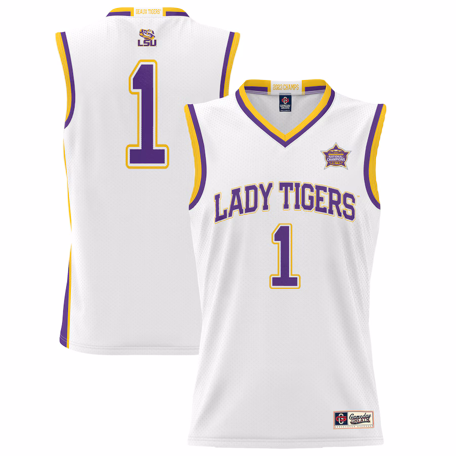Men's GameDay Greats  White LSU Tigers 2023 NCAA Women's Basketball National Champions Lightweight Basketball Jersey - Puhuasuan