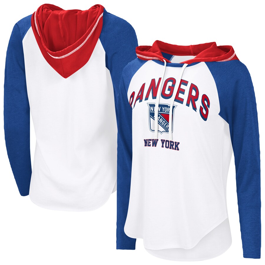Women's New York Rangers G-III 4Her by Carl Banks White VIP Raglan Long Sleeve Hoodie T-Shirt - Puhuasuan