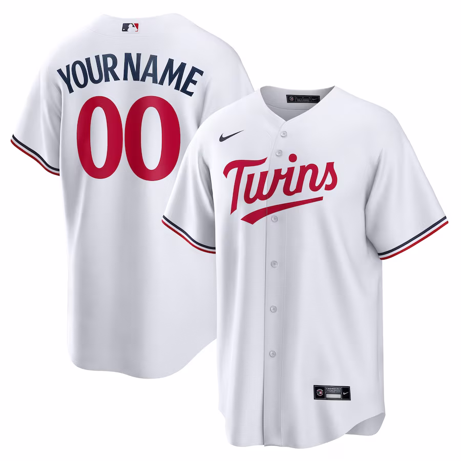 Men's Minnesota Twins Nike White Home Replica Custom Jersey - Puhuasuan