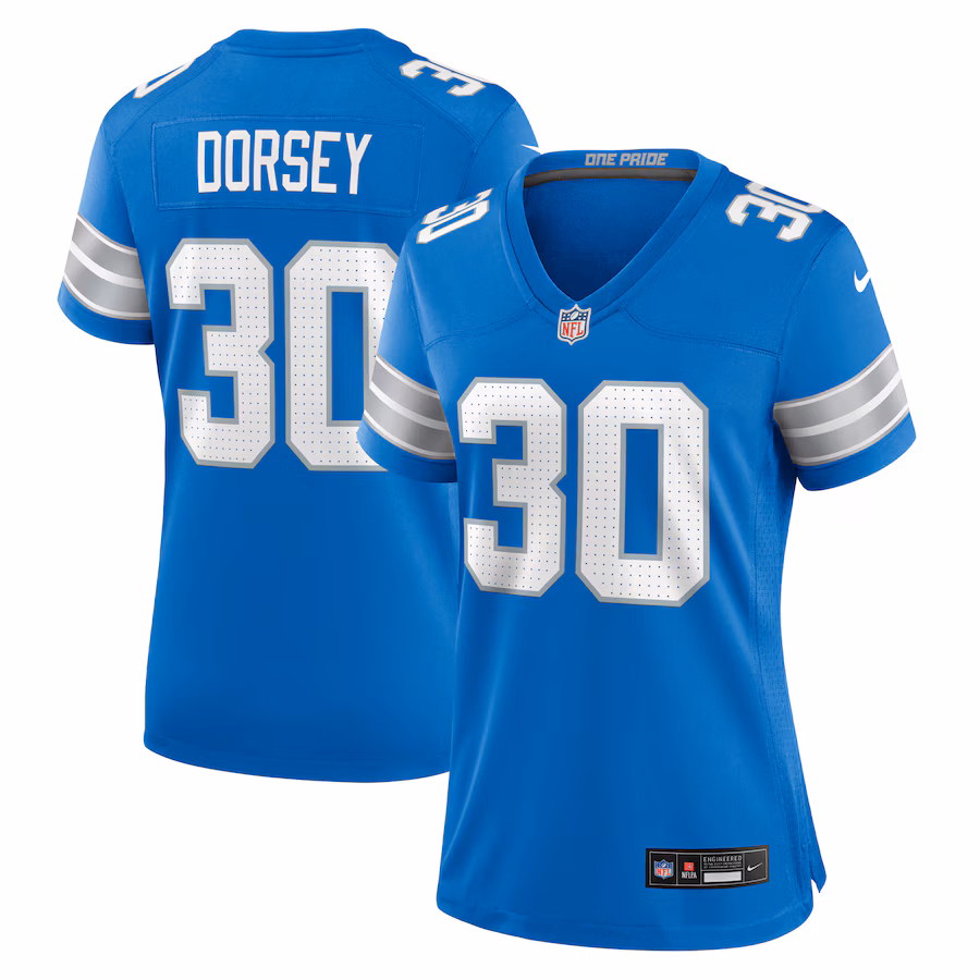 Women's Detroit Lions Khalil Dorsey Nike Blue Team Game Jersey - Puhuasuan