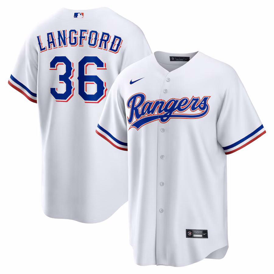 Men's Texas Rangers Wyatt Langford Nike White Home Replica Jersey - Puhuasuan