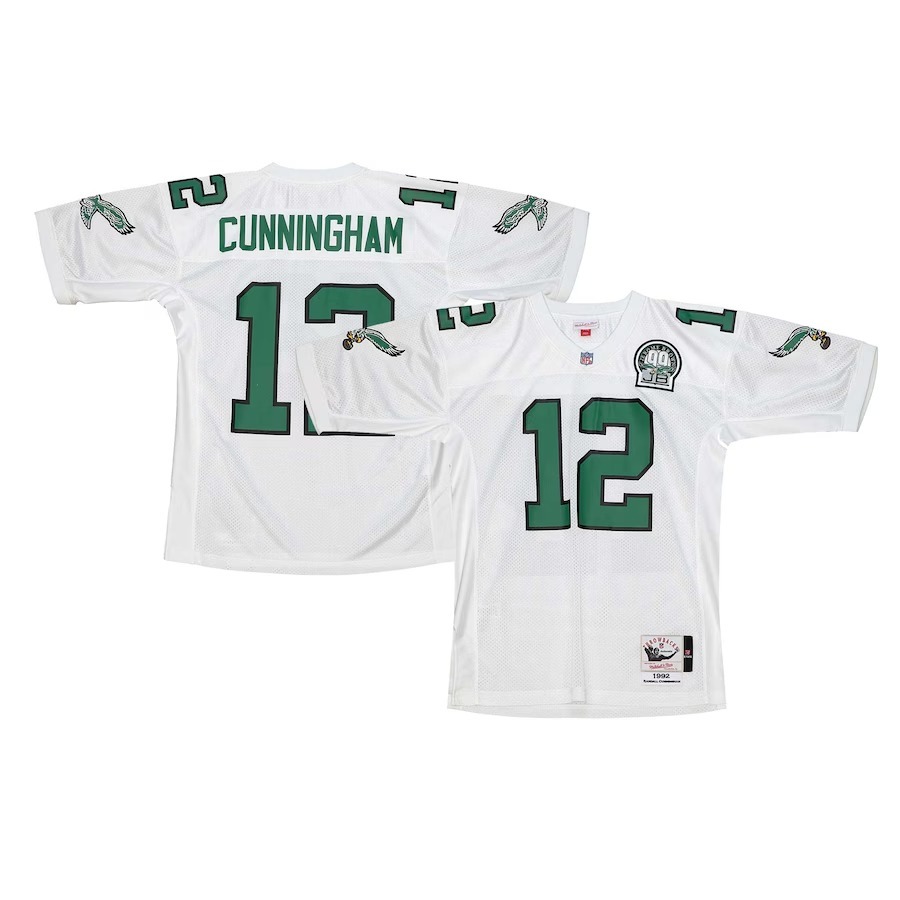 Men's Philadelphia Eagles 1992 Randall Cunningham Mitchell & Ness White Authentic Throwback Retired Player Jersey - Puhuasuan