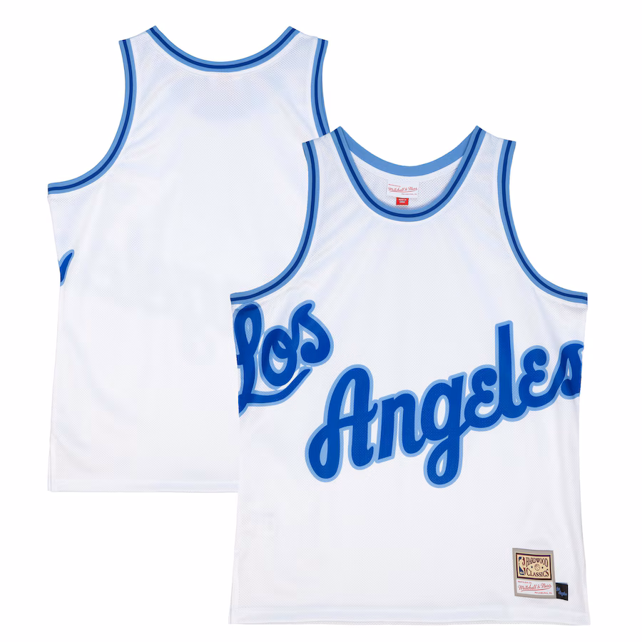 Men's Los Angeles Lakers  Mitchell & Ness White Hardwood Classics Blown Out Fashion Jersey - Puhuasuan